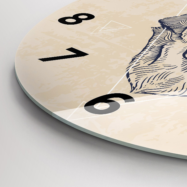 Zegar szklany okrągły Głowa wilka