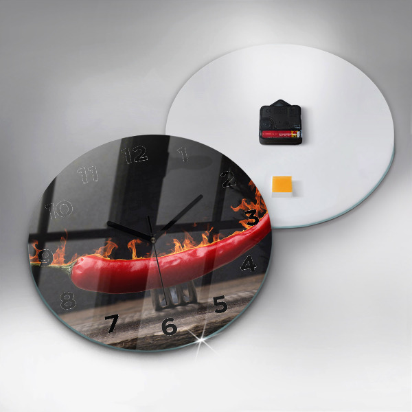Zegar szklany okrągły Papryczka pepperoni