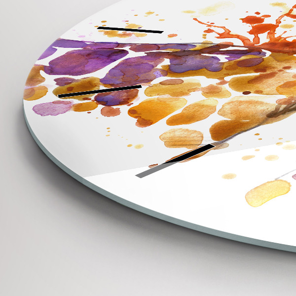 Zegar szklany okrągły Żyrafa – akwarela