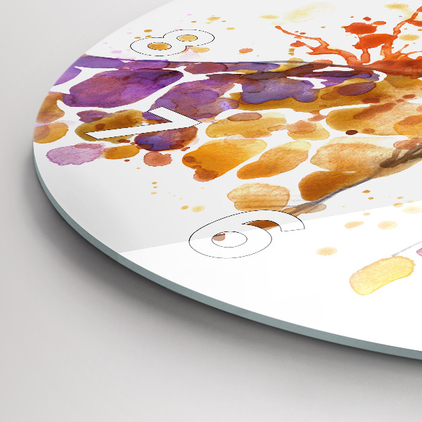 Zegar szklany okrągły Żyrafa – akwarela