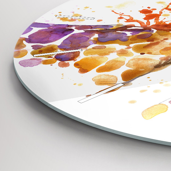 Zegar szklany okrągły Żyrafa – akwarela