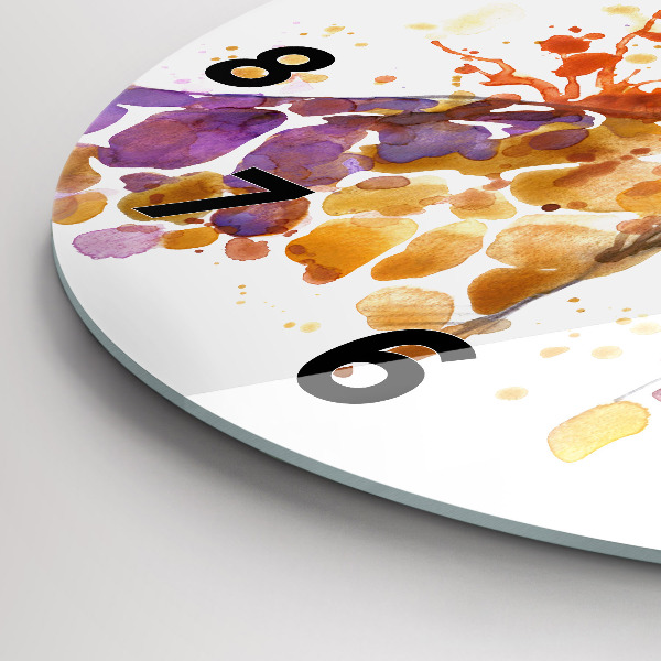 Zegar szklany okrągły Żyrafa – akwarela