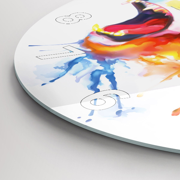 Zegar szklany okrągły Lew – akwarela