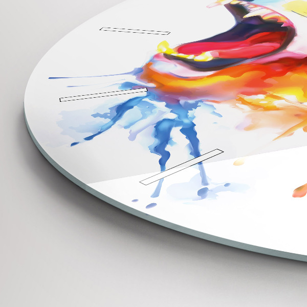 Zegar szklany okrągły Lew – akwarela