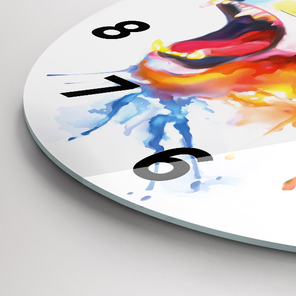 Zegar szklany okrągły Lew – akwarela