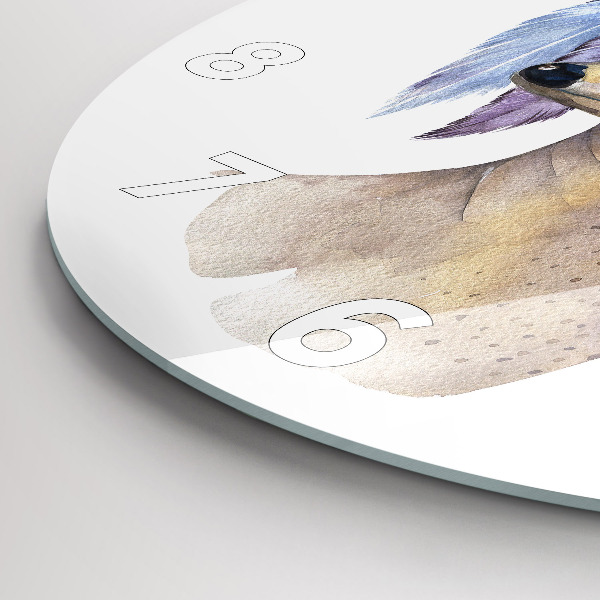 Zegar szklany okrągły Głowa jelenia i kwiaty