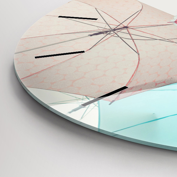 Zegar szklany okrągły Pastelowe parasole