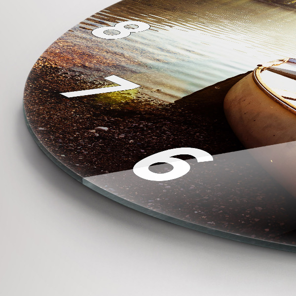 Zegar szklany okrągły Widok na jezioro