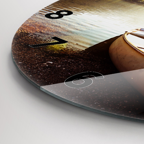 Zegar szklany okrągły Widok na jezioro