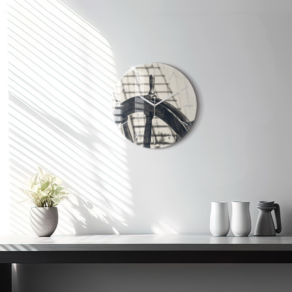 Zegar szklany okrągły Starożytny statek