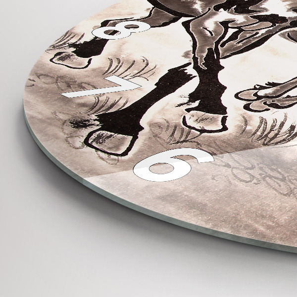 Zegar szklany okrągły Galopujące konie