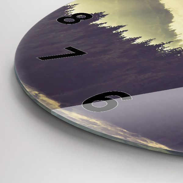 Zegar szklany okrągły Mgliste górskie zbocza