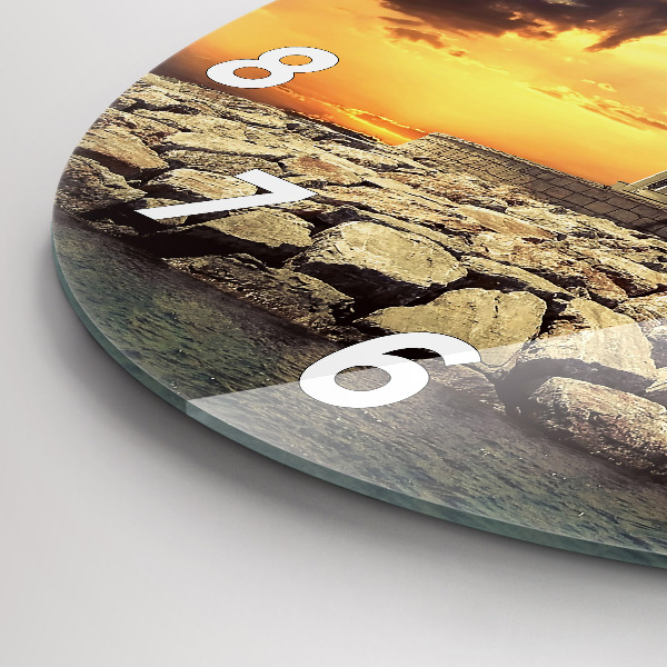 Zegar szklany okrągły Latarnia morska na wodzie