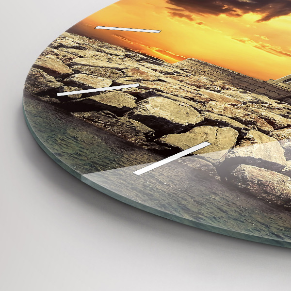 Zegar szklany okrągły Latarnia morska na wodzie