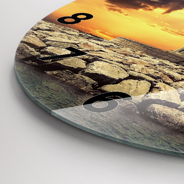 Zegar szklany okrągły Latarnia morska na wodzie