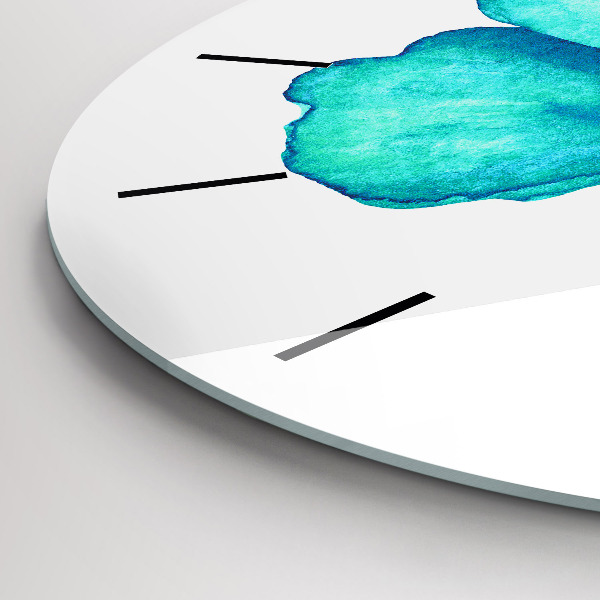 Zegar szklany okrągły Turkusowy letni motyl