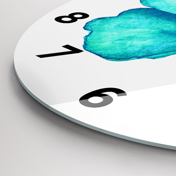 Zegar szklany okrągły Turkusowy letni motyl