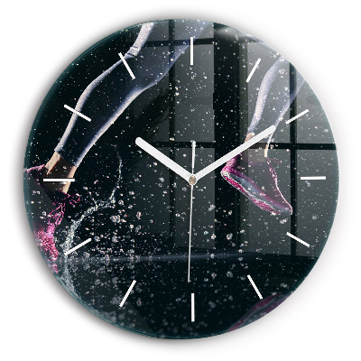 Zegar szklany okrągły Zdrowy styl życia - bieg