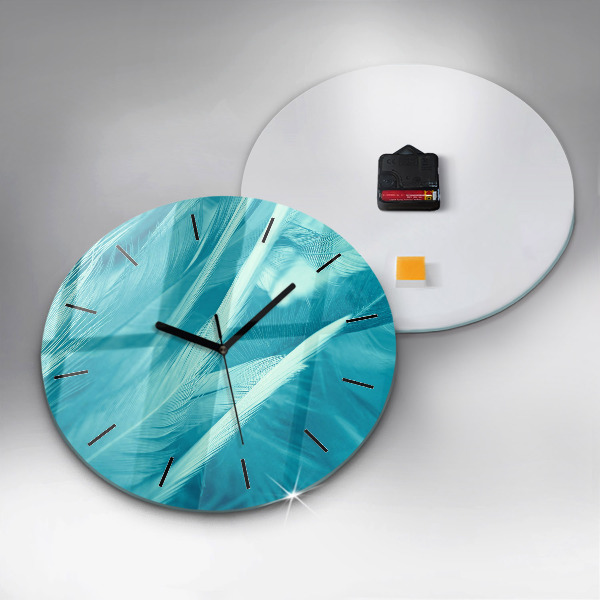 Zegar szklany okrągły Zielono turkusowe vintage