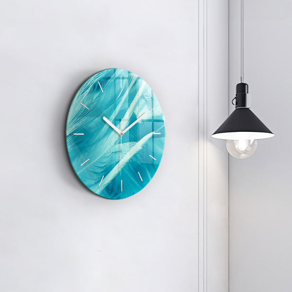 Zegar szklany okrągły Zielono turkusowe vintage