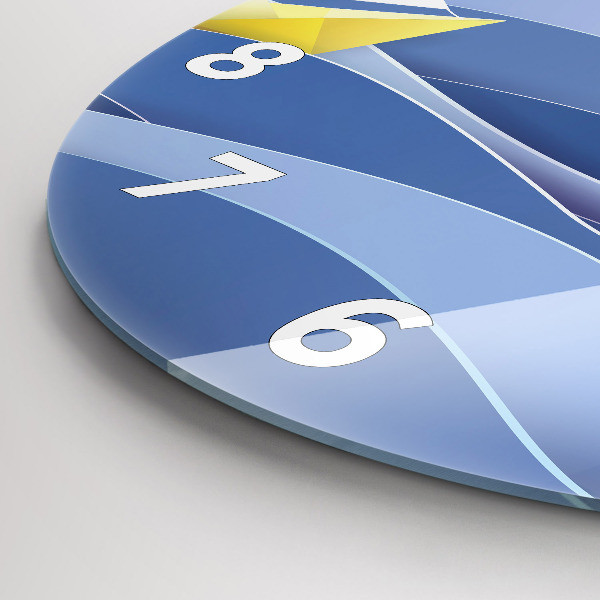 Zegar szklany okrągły Origami kolorowe żaglówki