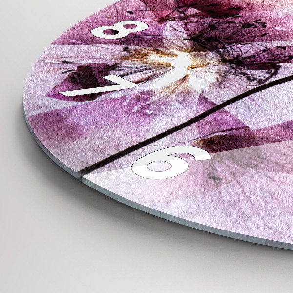 Zegar szklany okrągły Suche kwiaty maki