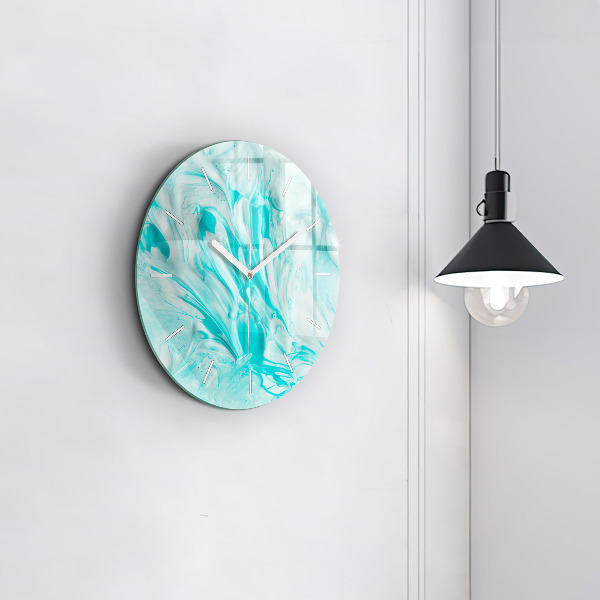 Zegar szklany okrągły Niebieska abstrakcja