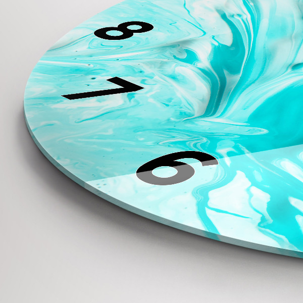 Zegar szklany okrągły Niebieska abstrakcja