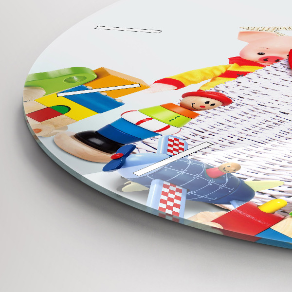 Zegar szklany okrągły Wiklinowy kosz z zabawkami