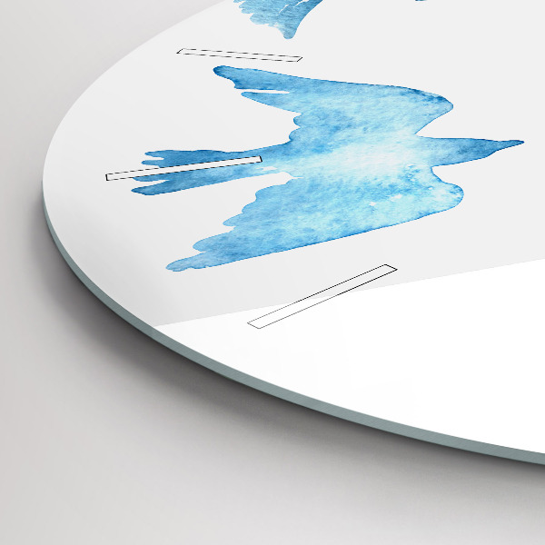 Zegar szklany okrągły Latające błękitne ptaki