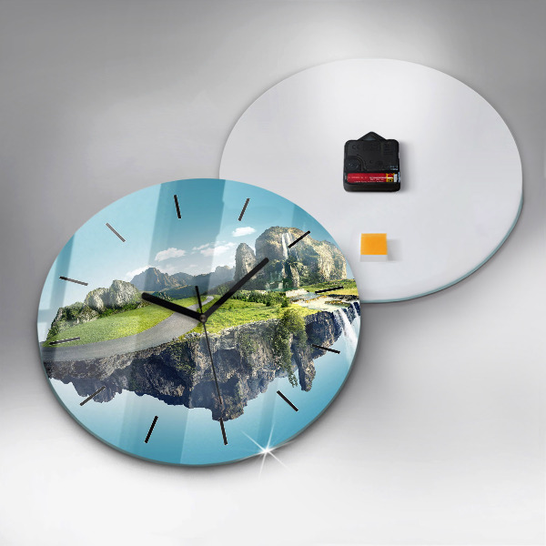 Zegar szklany okrągły Latająca wyspa