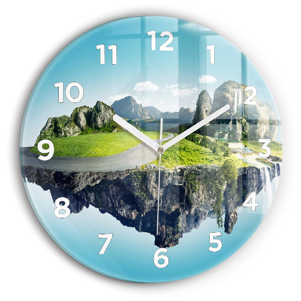 Zegar szklany okrągły Latająca wyspa