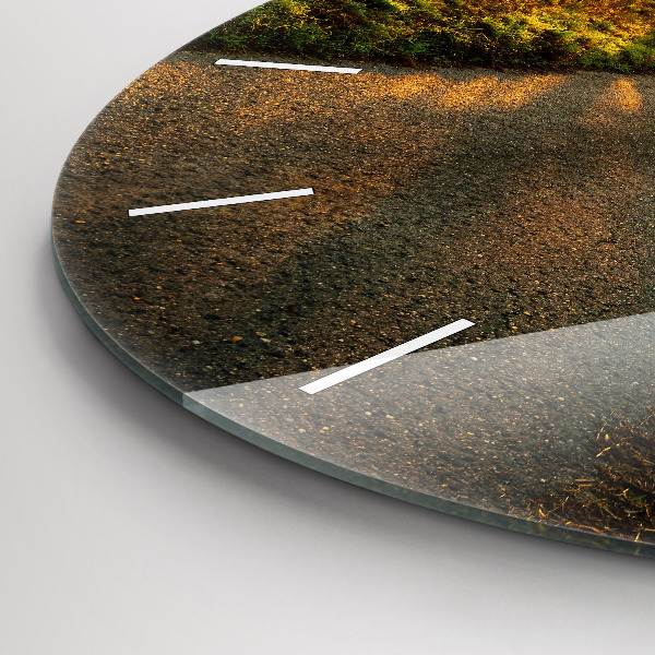 Zegar szklany okrągły Mgła o wschodzie słońca