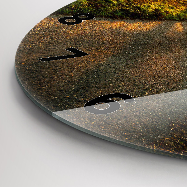 Zegar szklany okrągły Mgła o wschodzie słońca