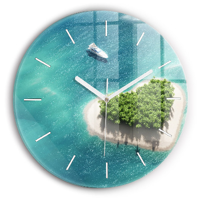 Zegar szklany okrągły Wyspa serce