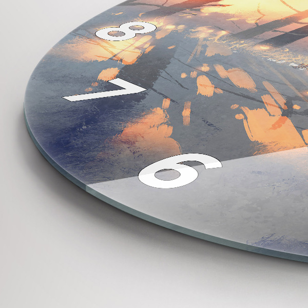 Zegar szklany okrągły Zimowy Krajobraz drzew