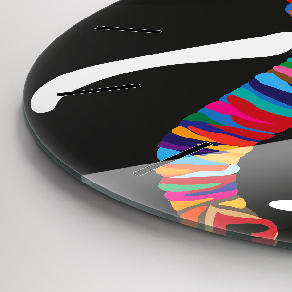 Zegar szklany okrągły Kolorowy słoń