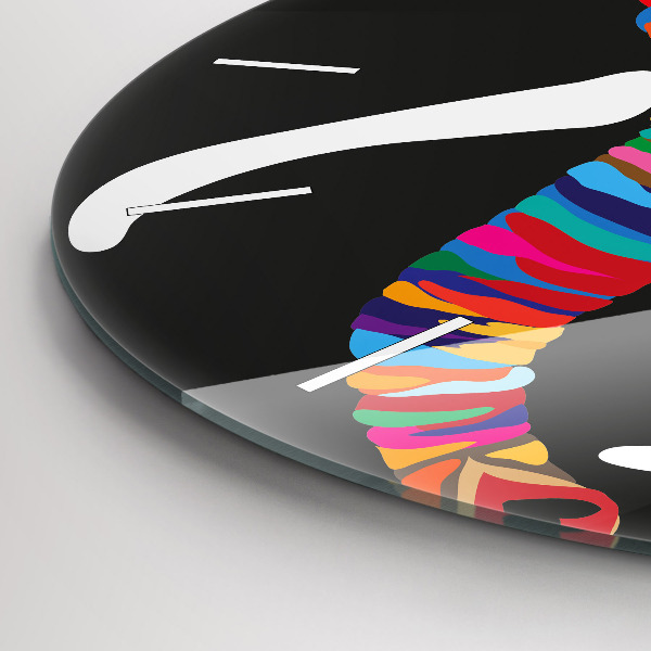 Zegar szklany okrągły Kolorowy słoń