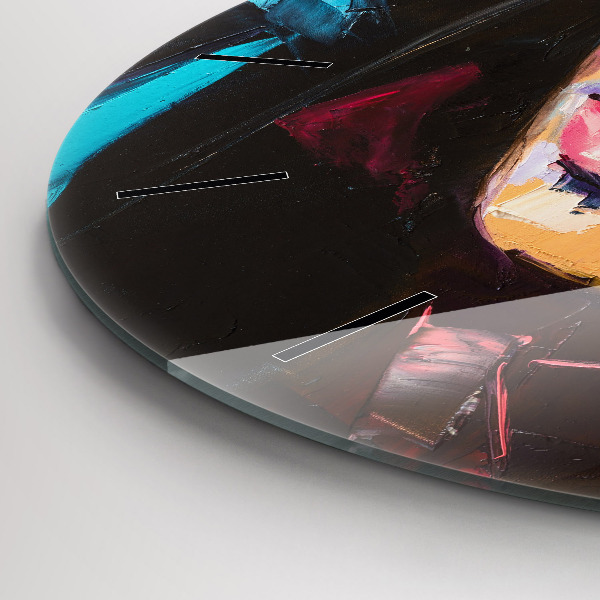 Zegar szklany okrągły Portret kobiety