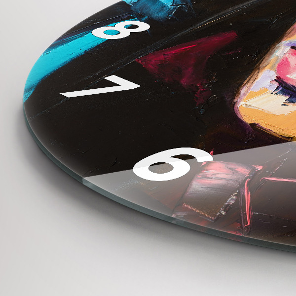 Zegar szklany okrągły Portret kobiety