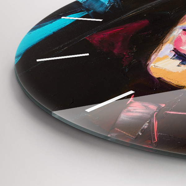 Zegar szklany okrągły Portret kobiety