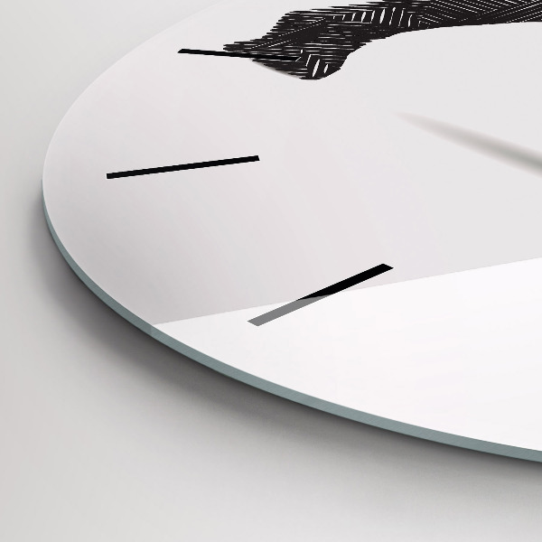 Zegar szklany okrągły Nosorożec line art