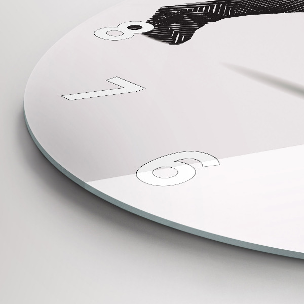 Zegar szklany okrągły Nosorożec line art