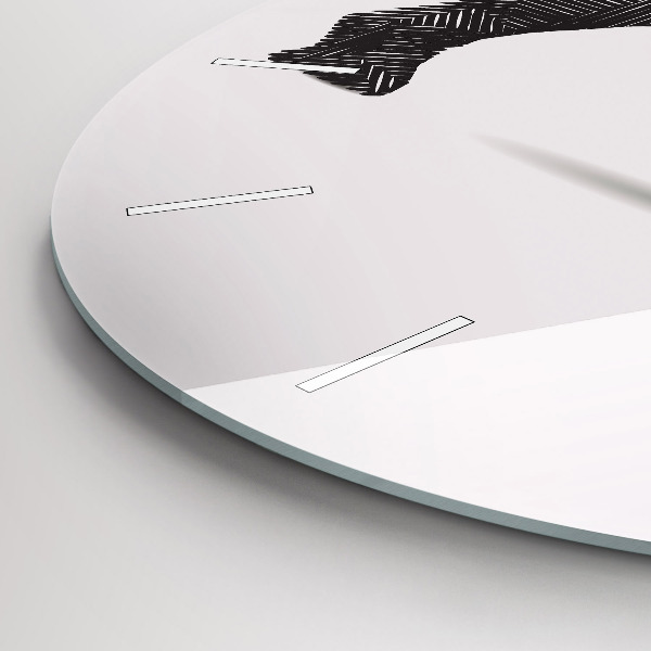 Zegar szklany okrągły Nosorożec line art