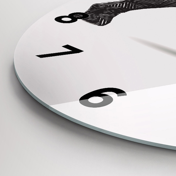 Zegar szklany okrągły Nosorożec line art