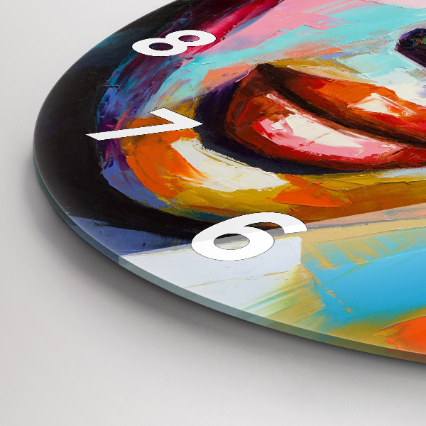 Zegar szklany okrągły Kolorowa twarz kobiety