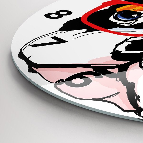 Zegar szklany okrągły Buldog francuski w okularach