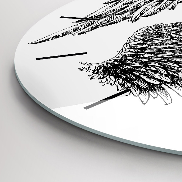 Zegar szklany okrągły Skrzydła anioła