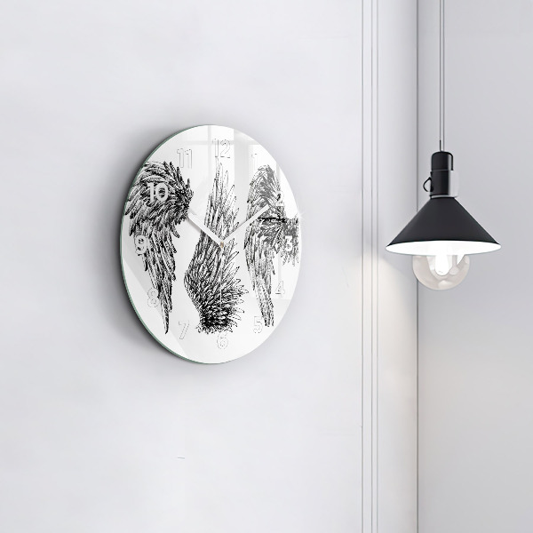 Zegar szklany okrągły Skrzydła anioła