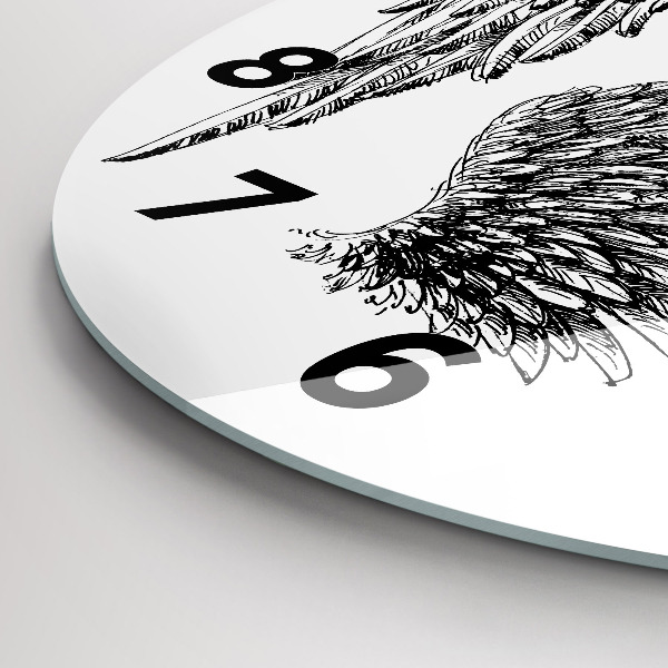 Zegar szklany okrągły Skrzydła anioła